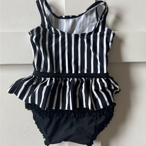 Ruffle Butts Black and White One Piece Swimsuit with Ruffled Skirt - Picture 2 of 2